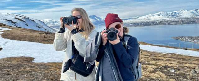 — 2020 ASF Fellow Elizabeth Ellenwood taking photographs for her Creative Arts Fellowship in Norway (Photo courtesy Elizabeth Ellenwood)