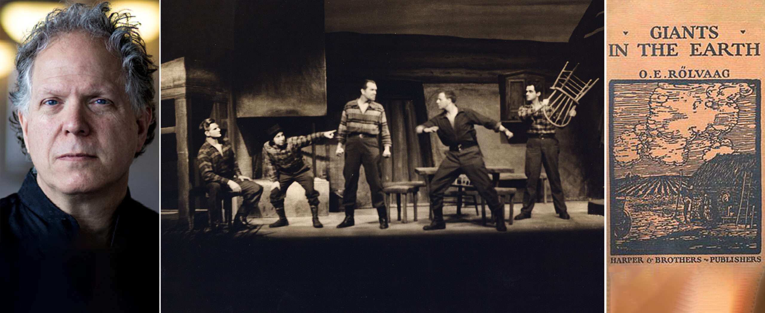 Delta David Gier Headshot; Photo of the 1951 opera Giants in the Earth.