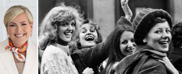 H.E. Halla Tómasdóttir (left) with film still from The Day Iceland Stood Still