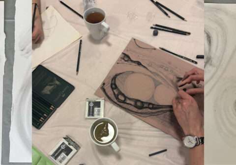 GRAPHITE AND CHARCOAL ON PAPER