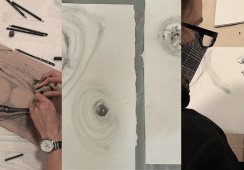 GRAPHITE AND CHARCOAL ON PAPER